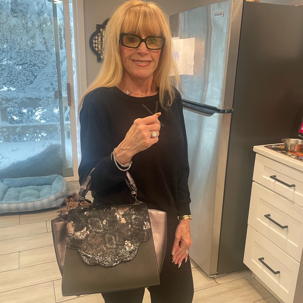 Chic Black and Silver Women's Satchel